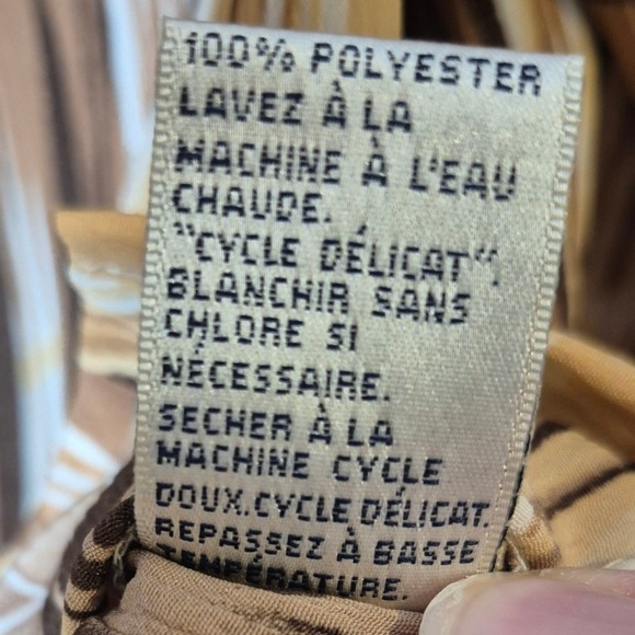 Allison Daley Petite Brown Beige Abstract Button Down Blouse 3/4 Sleeve Top - Picture 6 of 11